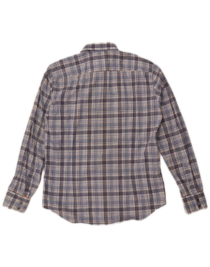 Hugo Boss Herrenhemd, groß, blau kariert, Baumwolle