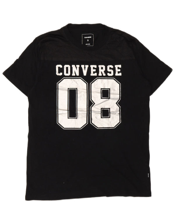 Converse Herren-T-Shirt mit Grafik, Größe S, schwarze Baumwolle