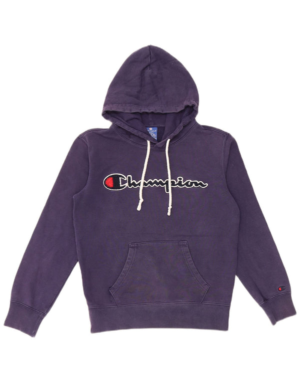 Champion Womens Graphic Hoodie Pullover UK 10 Small Marineblau Baumwolle
