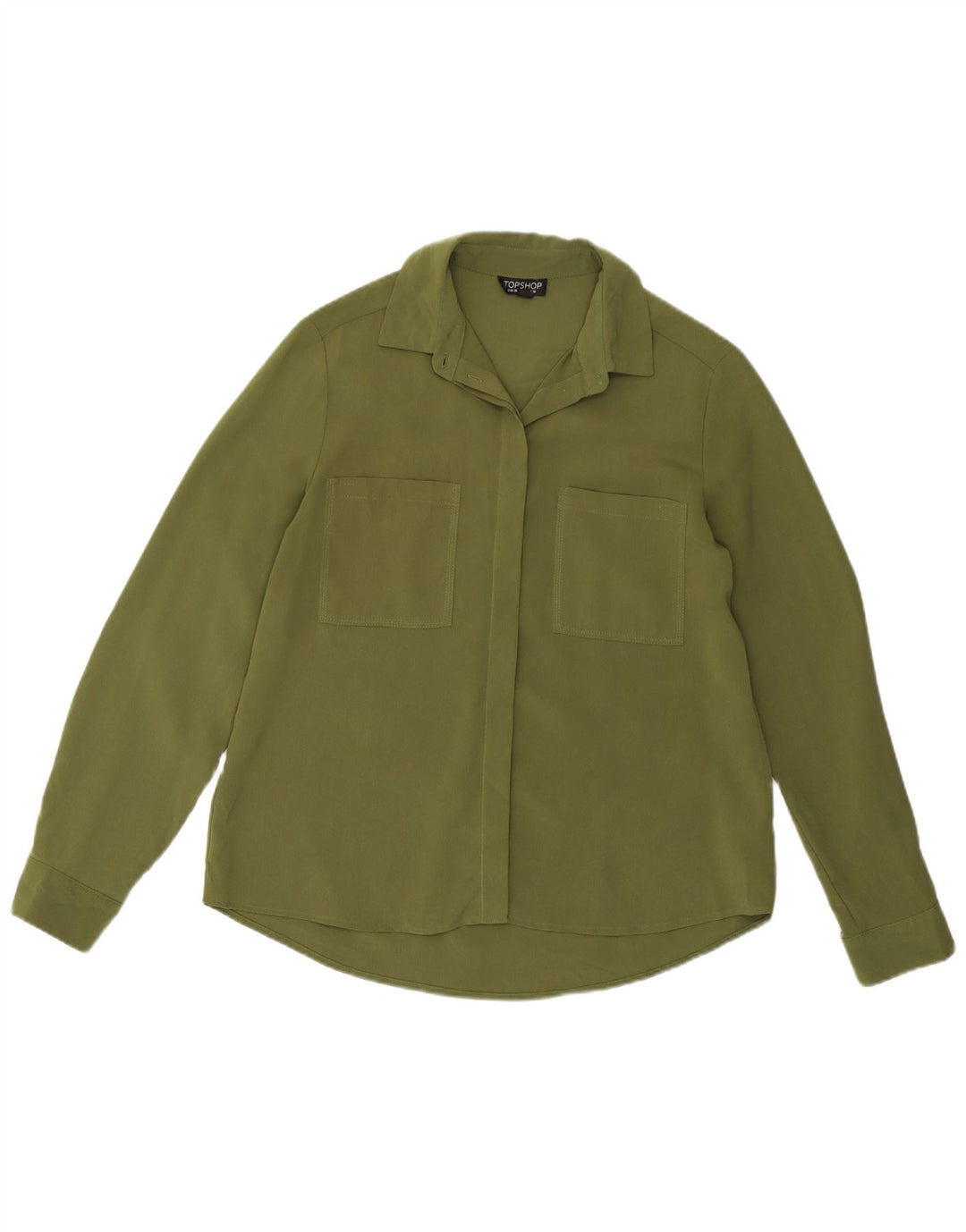 Topshop Damen-Hemdbluse, UK 10, Größe S, Khaki, Polyester