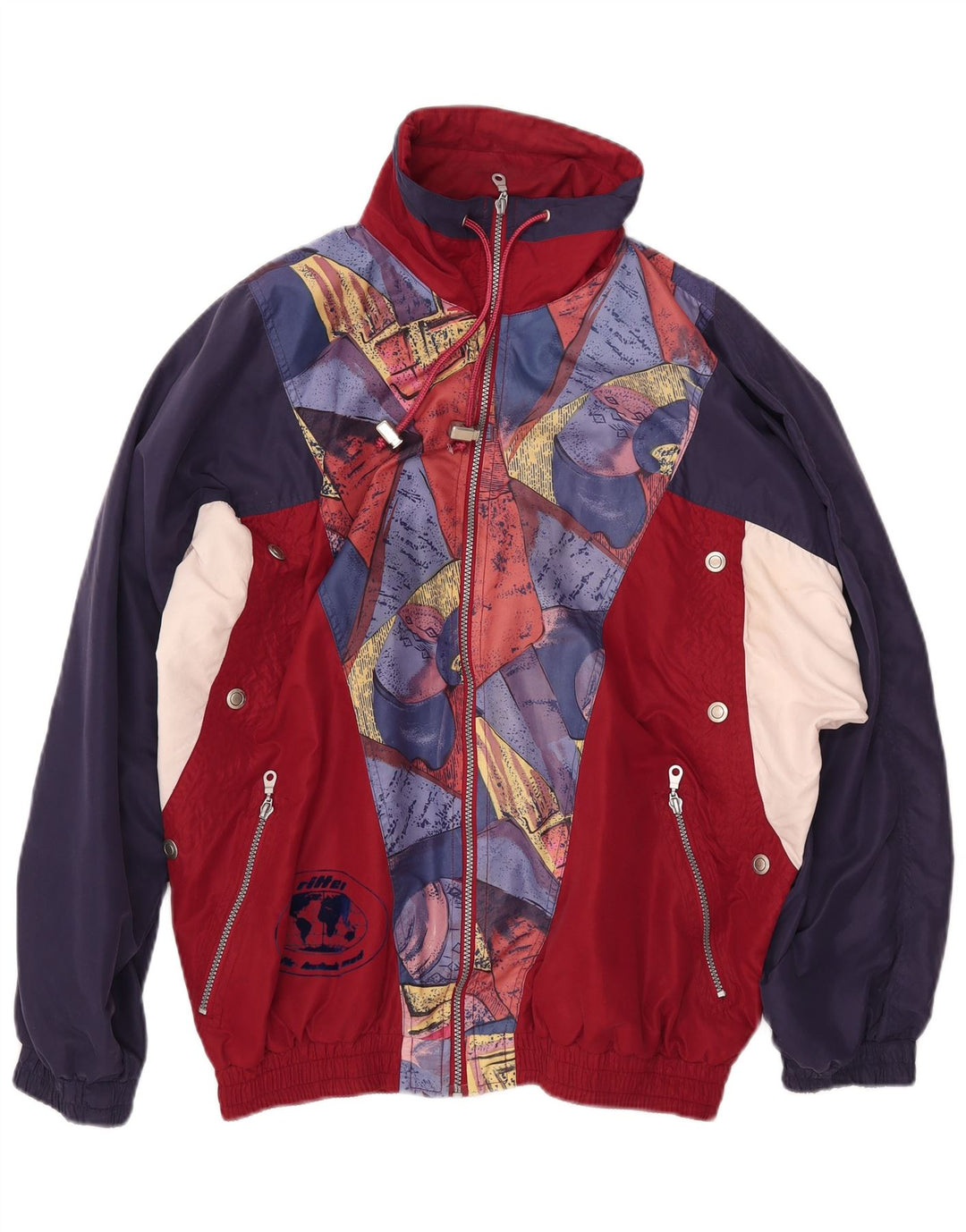 VINTAGE Herren-Trainingsanzugoberteil mit Grafik, 2XL, Marineblau, Farbblock