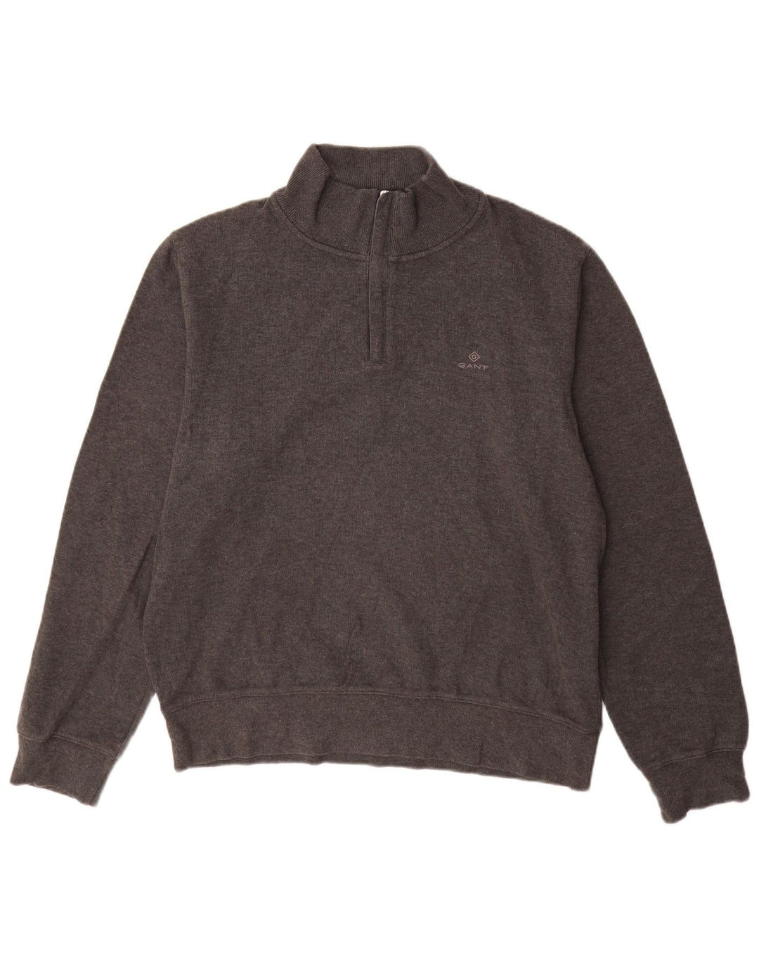 GANT Herren-Sweatshirt mit Reißverschluss am Hals, große graue Baumwolle