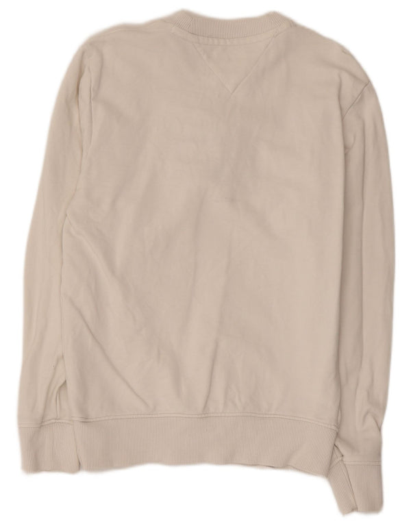 TOMMY HILFIGER Damen Grafik-Sweatshirt-Pullover UK 6 XS Weiße Baumwolle