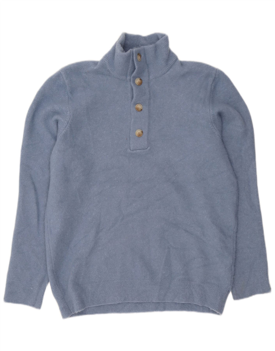 Zara Herren-Pullover mit Knopfkragen, Mittelblau