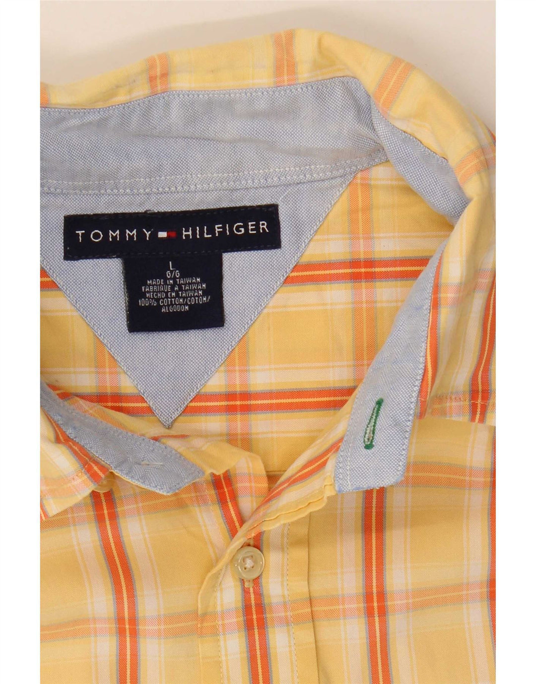 Tommy Hilfiger Herren-Kurzarmhemd, groß, gelb kariert, Baumwolle