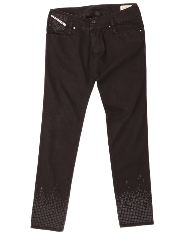 Diesel Damen Matic Slim Jeans W31 L34 Schwarze geometrische Baumwolle