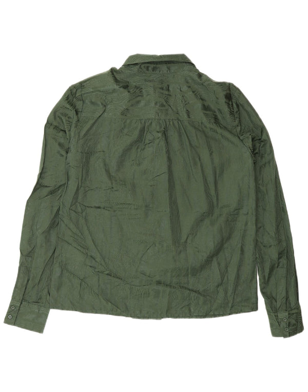 Reiss Damen-Hemdbluse, UK 10, Größe S, grüne Baumwolle