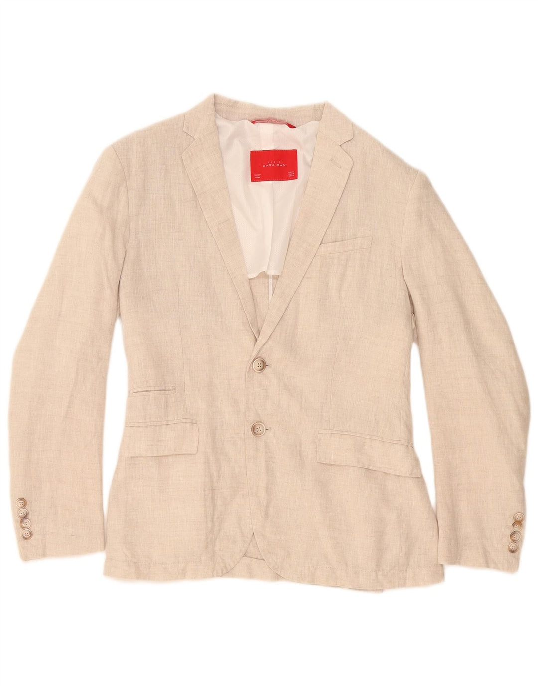 Zara Herren 2-Knopf-Blazerjacke EU 46 Small Beige