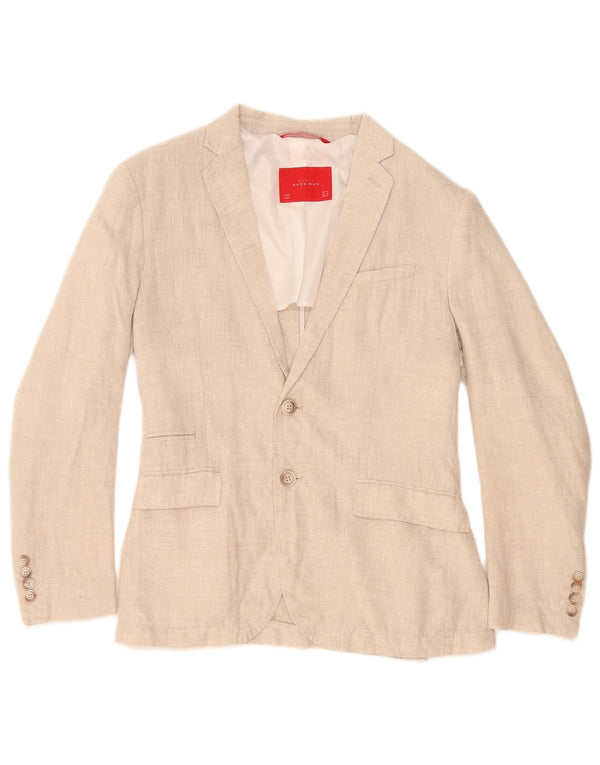 Zara Herren 2-Knopf-Blazerjacke EU 46 Small Beige