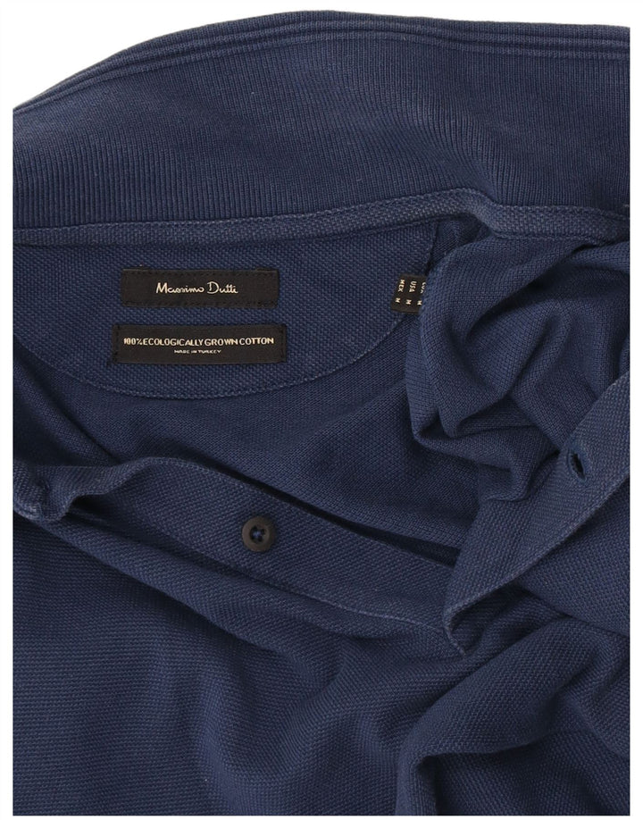 Massimo Dutti Herren-Poloshirt, mittelmarineblaue Baumwolle