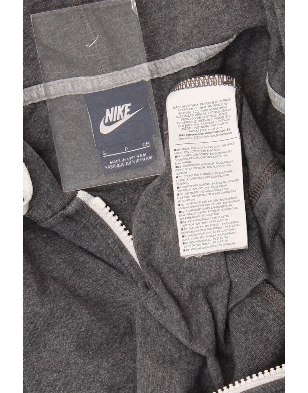 NIKE Damen-Kapuzenpullover mit Reißverschluss, Gr. 10, Größe S, Grau, Baumwolle
