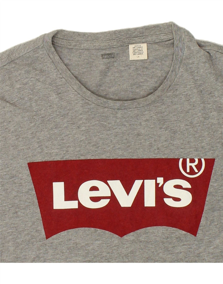 LEVI'S Womens Graphic T-Shirt Top UK 16 Large Grey Cotton Vintage Levi's and Second-Hand Levi's from Messina Hembry 