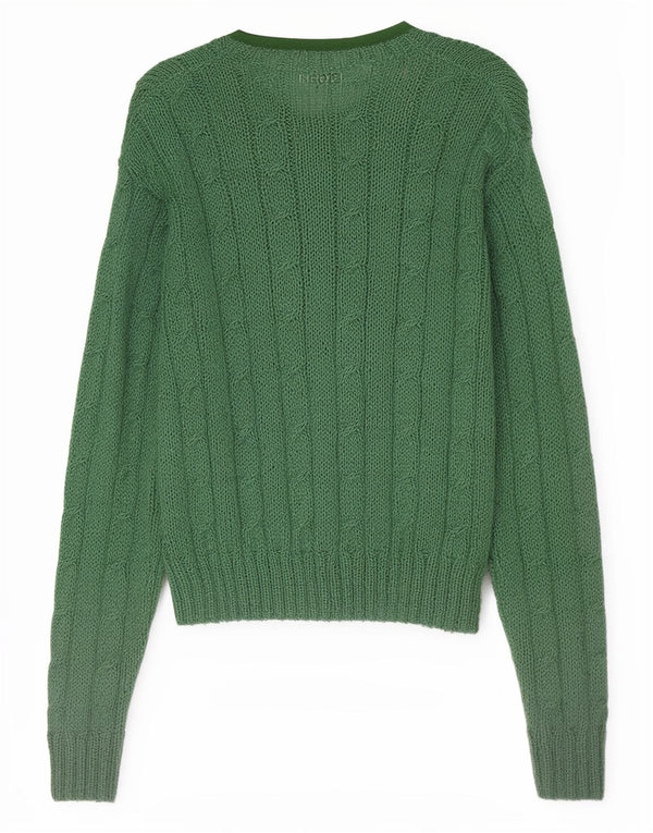 Vintage Damen Crop Cardigan Pullover UK 16 Groß Grün