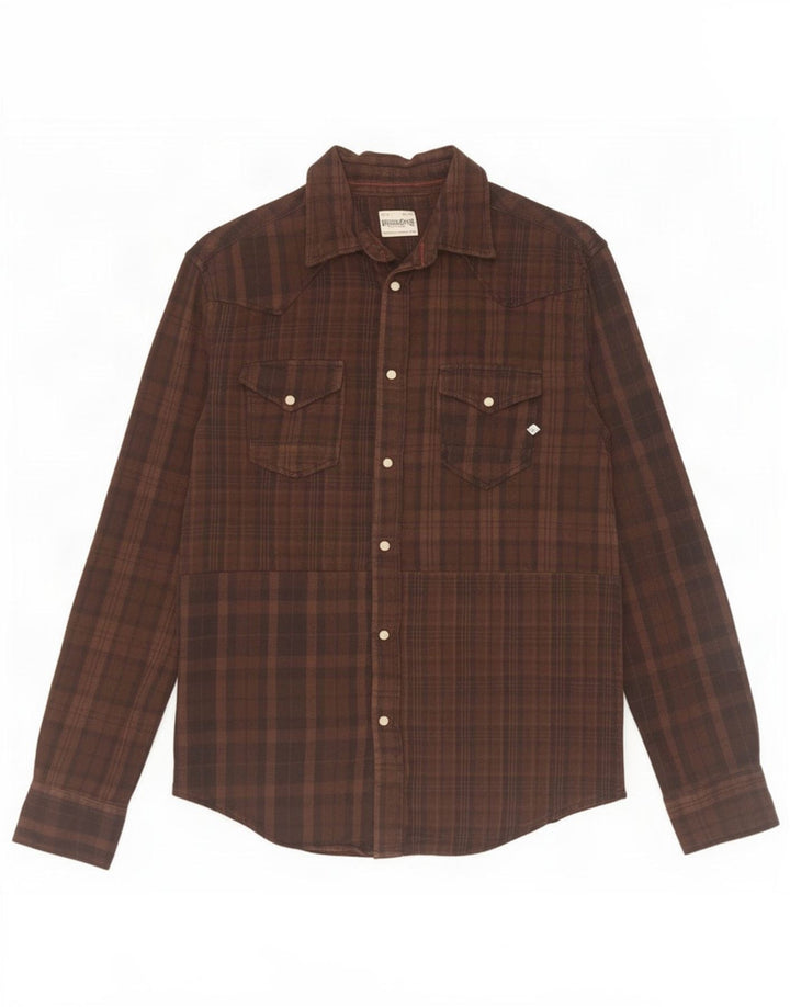 Jack & Jones Herren-Flanellhemd aus mittelbraun karierter Baumwolle