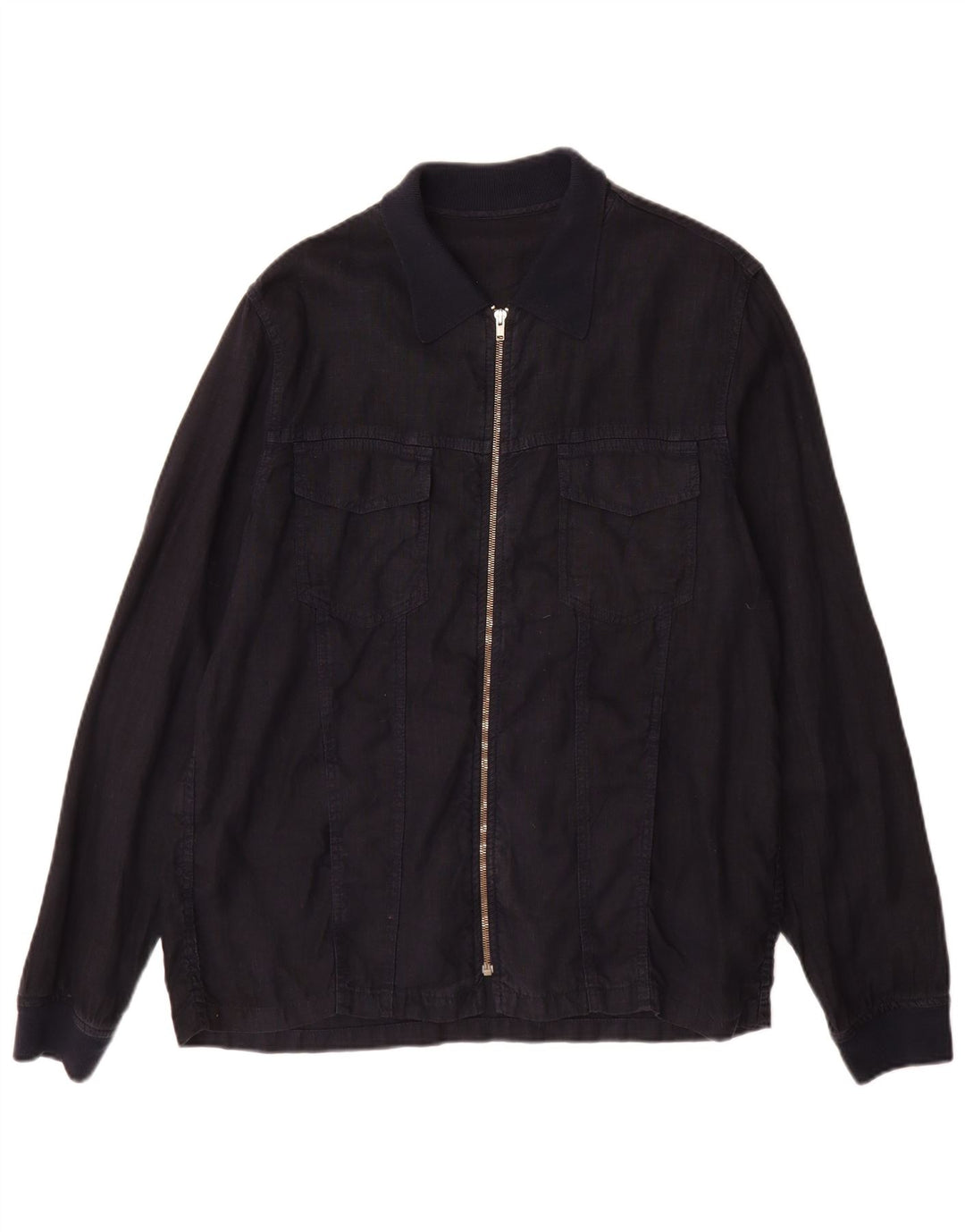 Zara Herren Utility Jacke UK 40 Large Marineblau Flachs