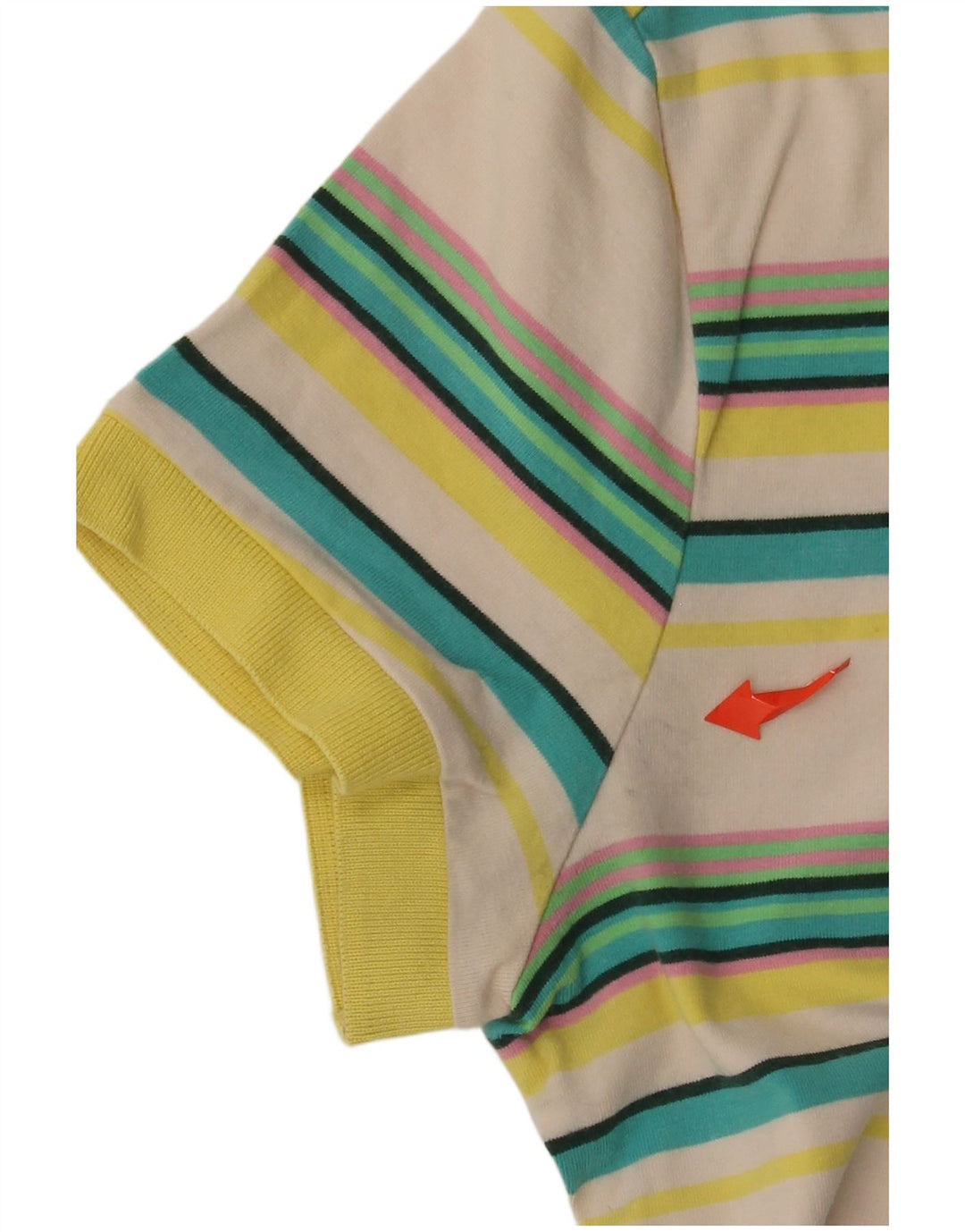LACOSTE Damen-Poloshirt, Größe 40, mittlere, cremefarbene, gestreifte Baumwolle