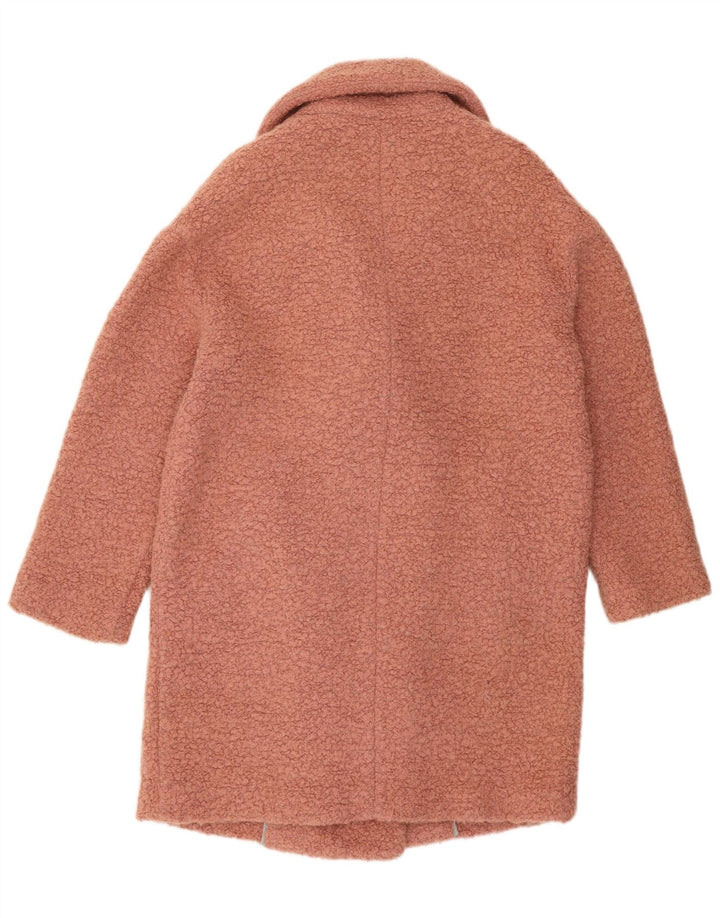 Topshop Damen Übergroßer zweireihiger Mantel UK 10 Small Rosa Wolle