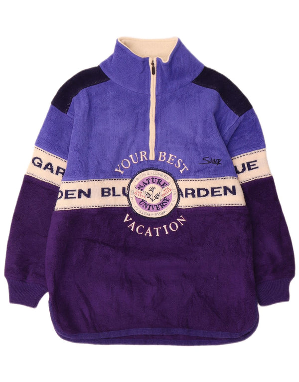 Silvy Graphic Fleece-Pullover für Damen, UK 14, Mittelviolett, Farbblock