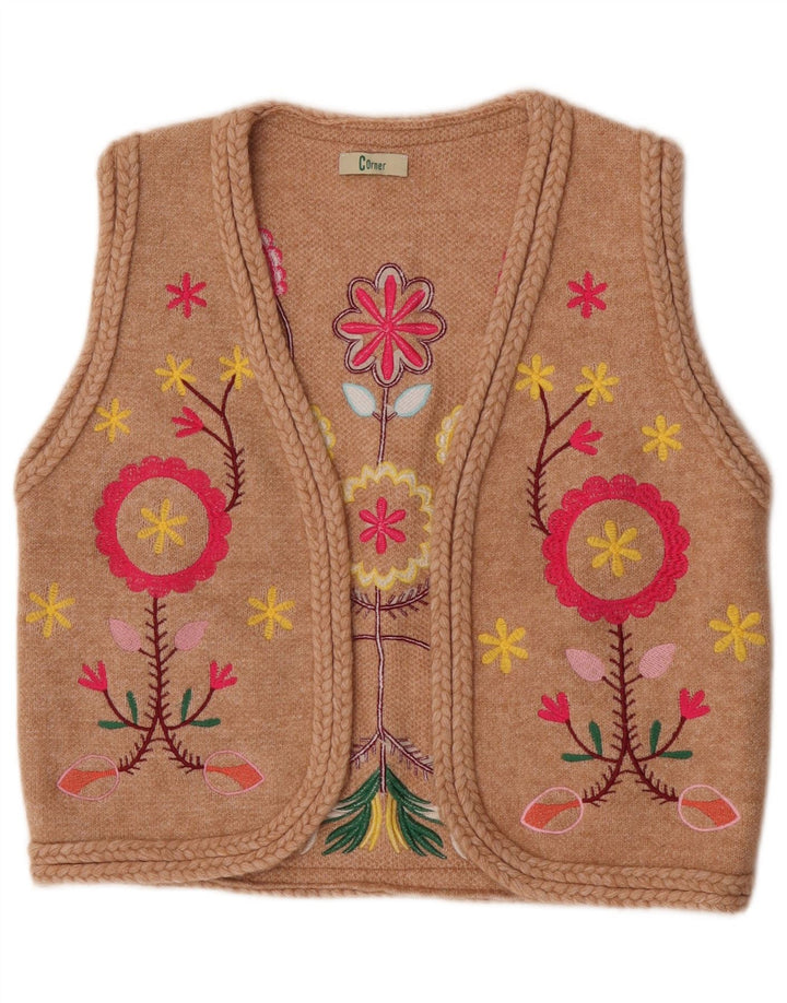 Corner Damen-Cardigan mit offener Grafik, UK 12, Mittelbeige mit Blumenmuster