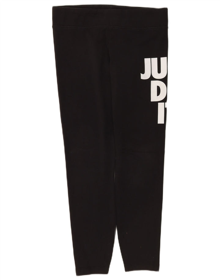 Nike Damen Graphic Leggings UK 16 Large Schwarz Baumwolle