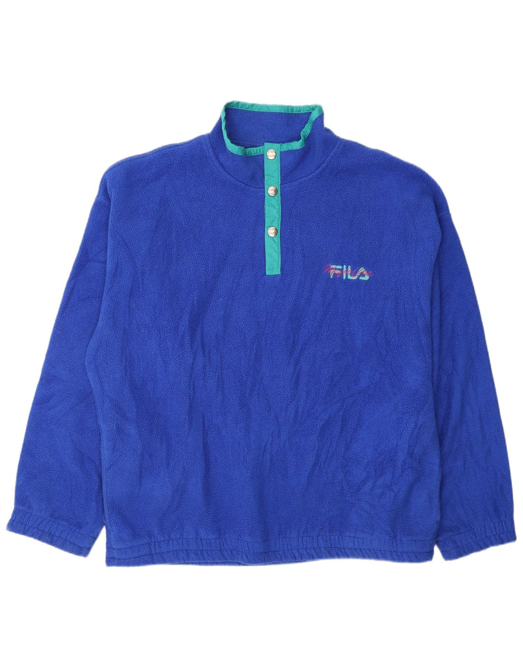 Fila Herren-Fleecepullover mit Knopfkragen, IT 52, groß, blau, Polyester