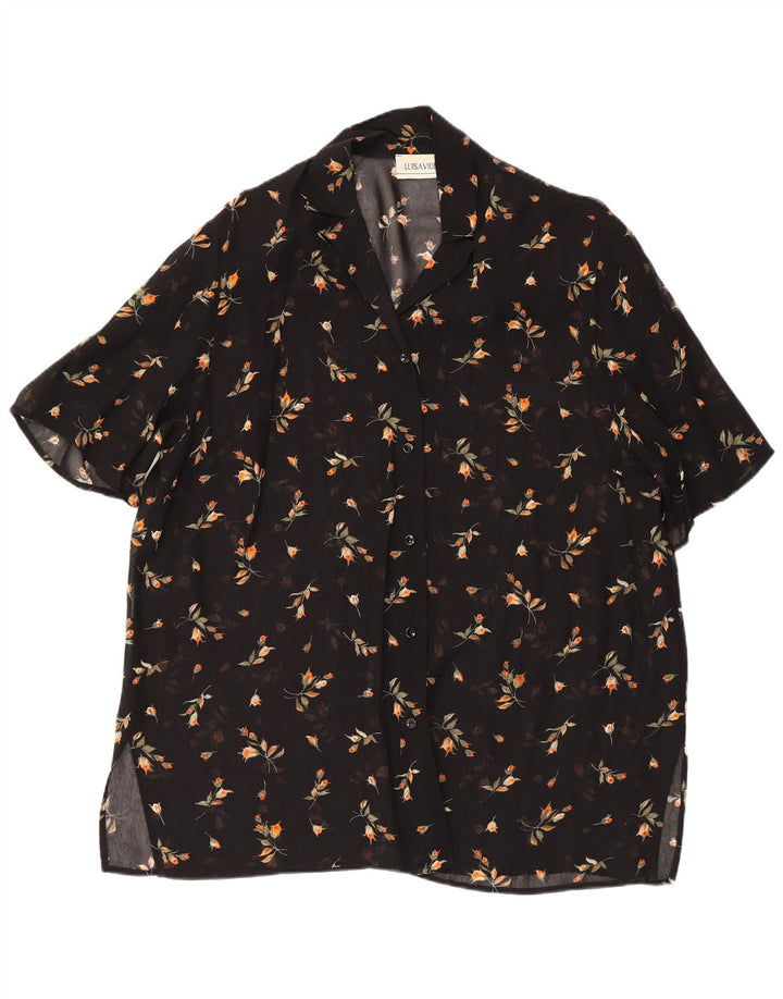 LUISA VIOLA Durchsichtige Damen-Hemdbluse UK 20 2XL Schwarz geblümt