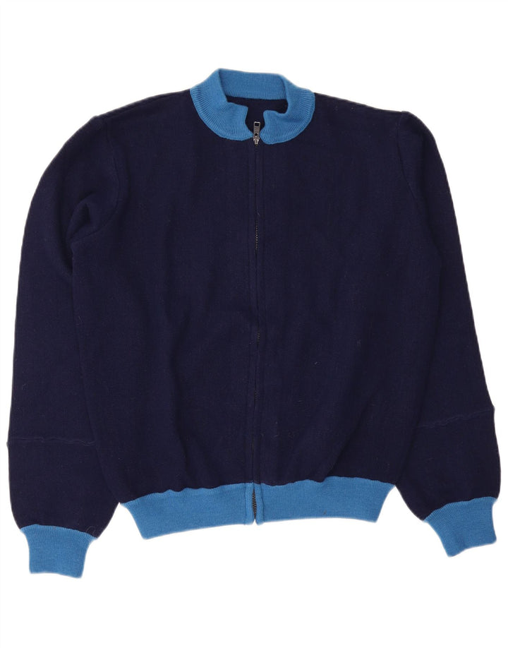 Vintage Herren-Trainingsanzug-Oberteil, Jacke, klein, Marineblau, Farbblock