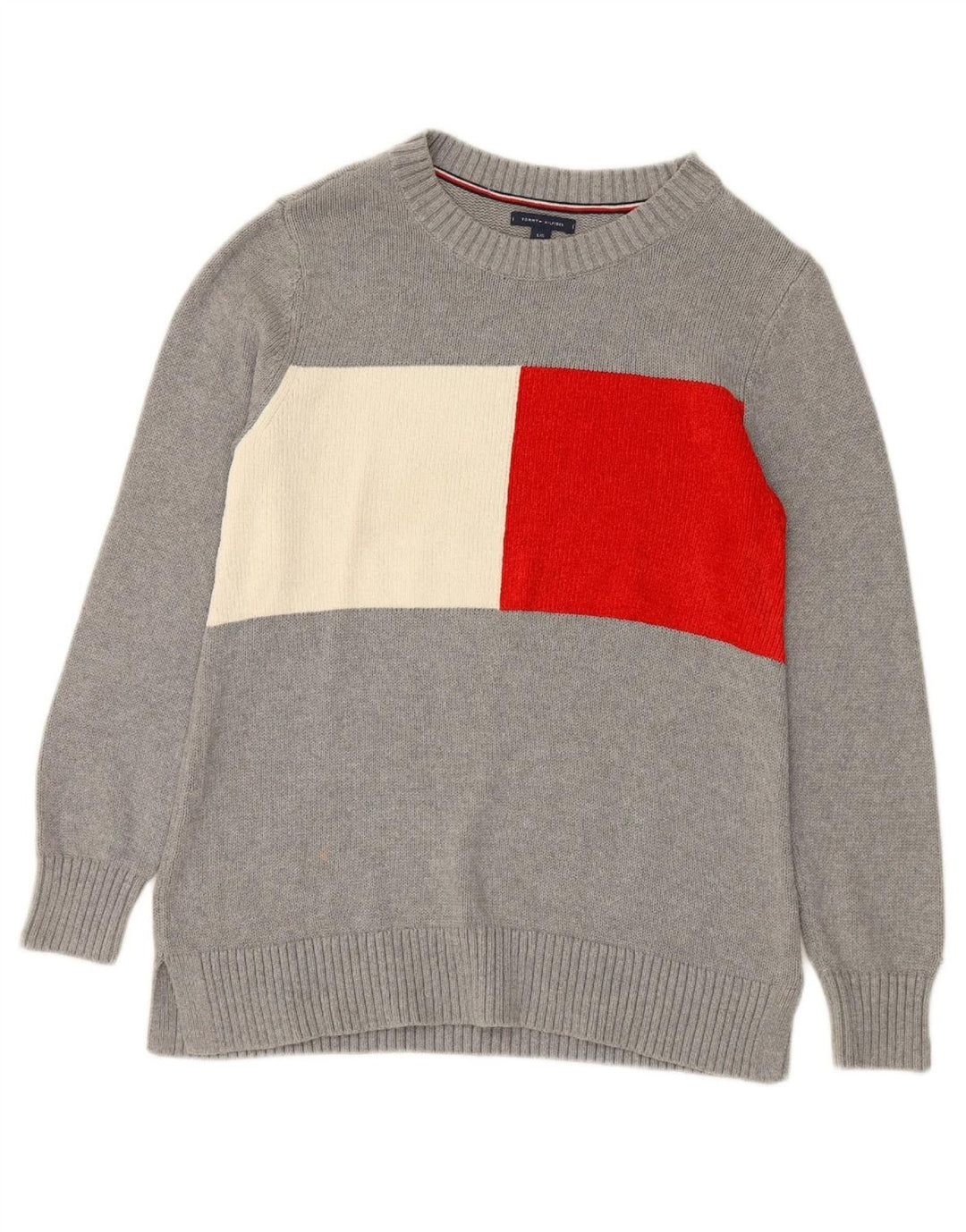 TOMMY HILFIGER Womens Crew Neck Jumper Sweater UK 14 Large Grey