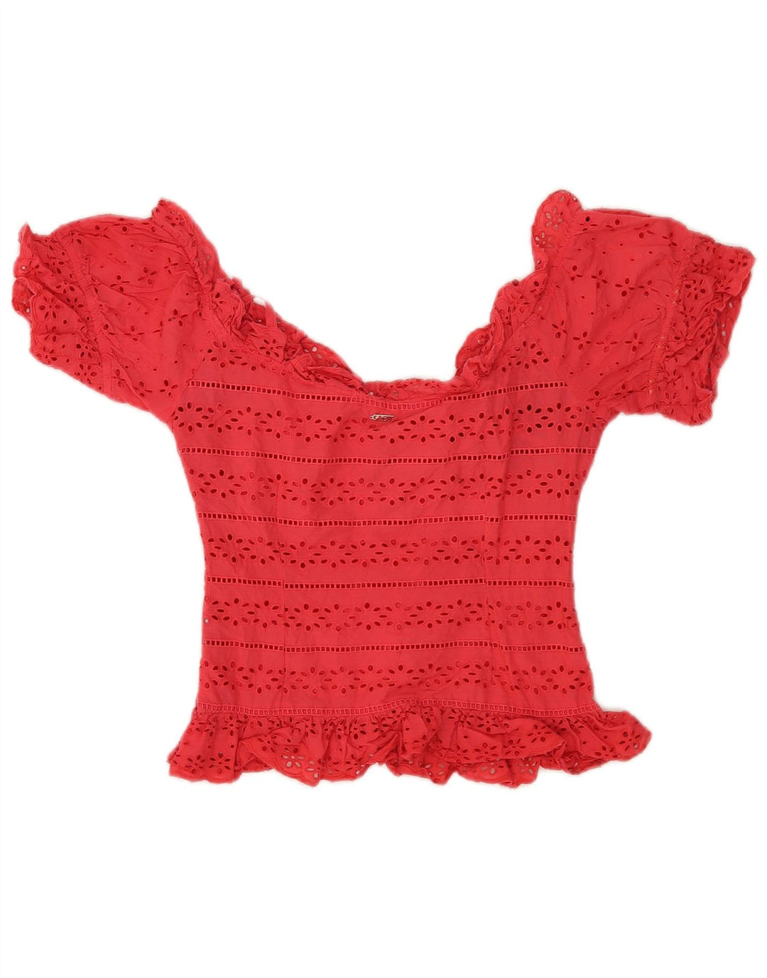 Guess Damen Crop Bluse Top UK 10 Small Pink