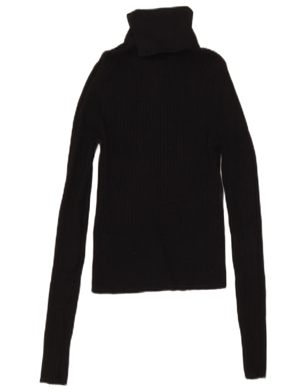 Zara Damen Crop Top Langarm UK 8 Small Schwarze Viskose