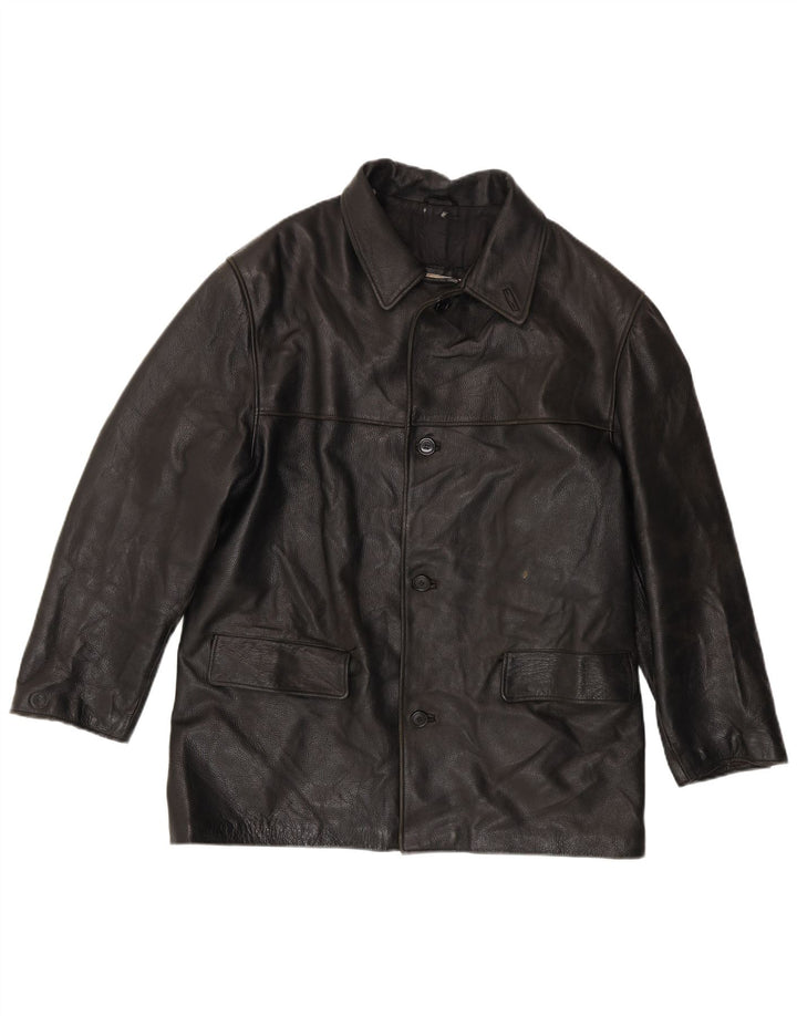 Vintage Herren Lederjacke IT 50 Großes schwarzes Leder