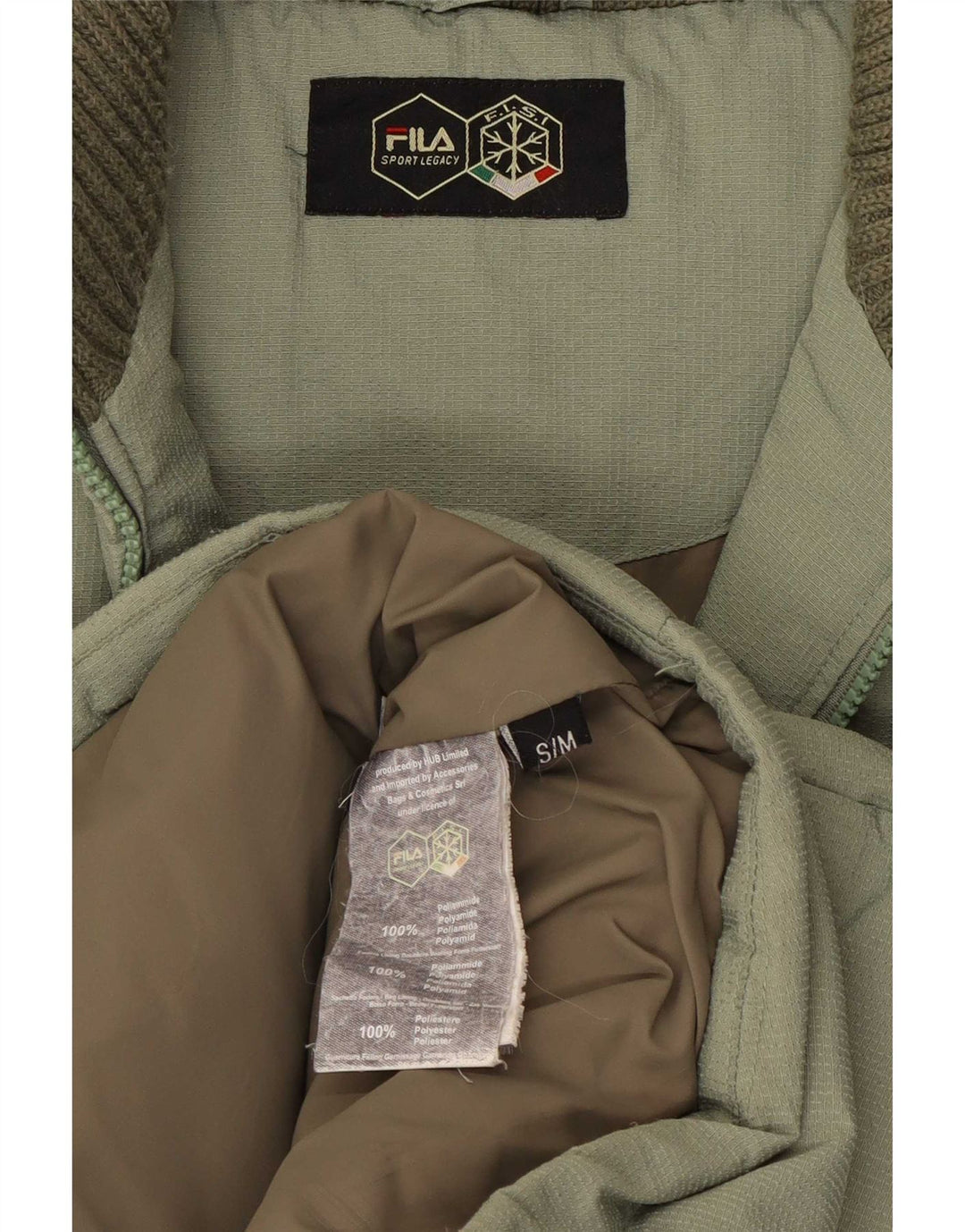 Fila Herren Wattierte Jacke UK 36 Small Khaki Polyamid