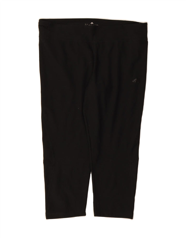 ADIDAS Womens Climalite Capri Leggings UK 16/18  Large Black Polyester Vintage Adidas and Second-Hand Adidas from Messina Hembry 