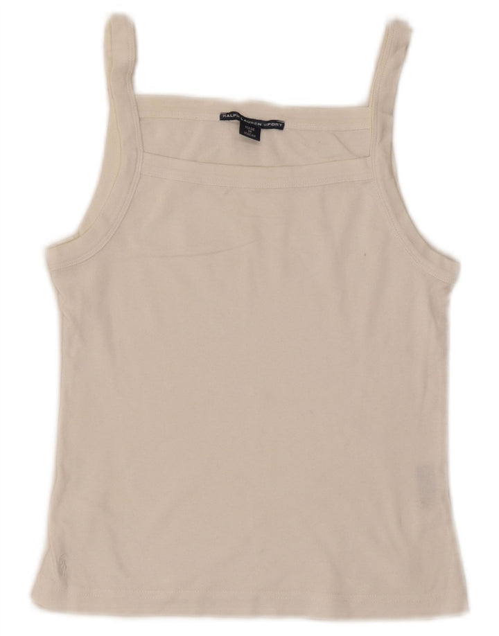 Ralph Lauren Damen Cami Top UK 12 Mittelweiße Baumwolle