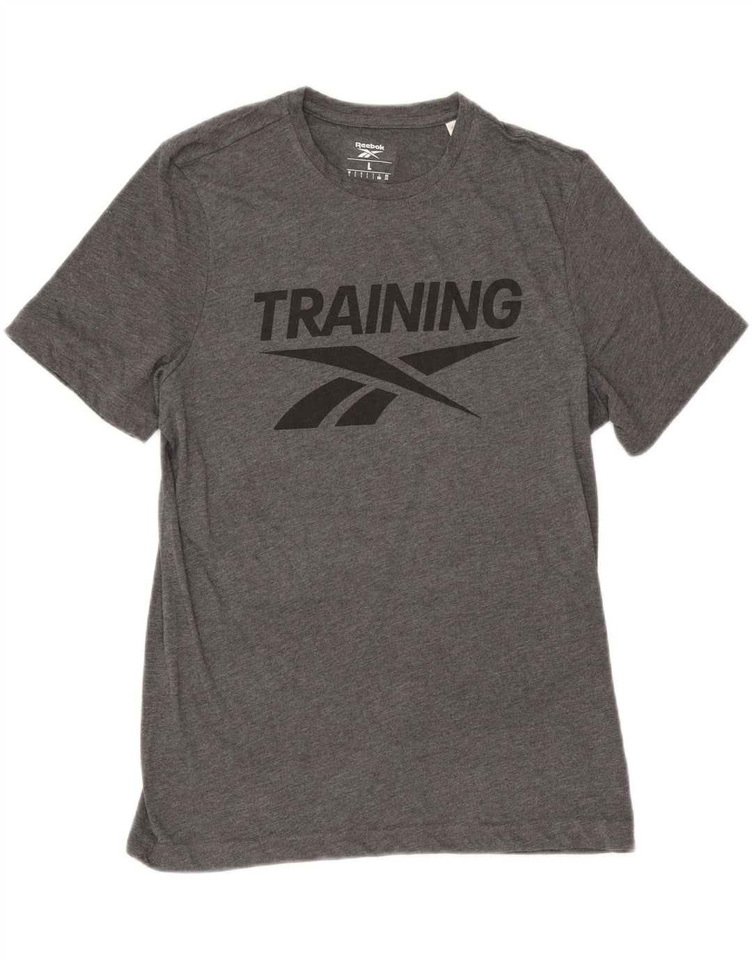Reebok Herren-T-Shirt mit normaler Passform und Grafik, großes, grau meliertes Polyester
