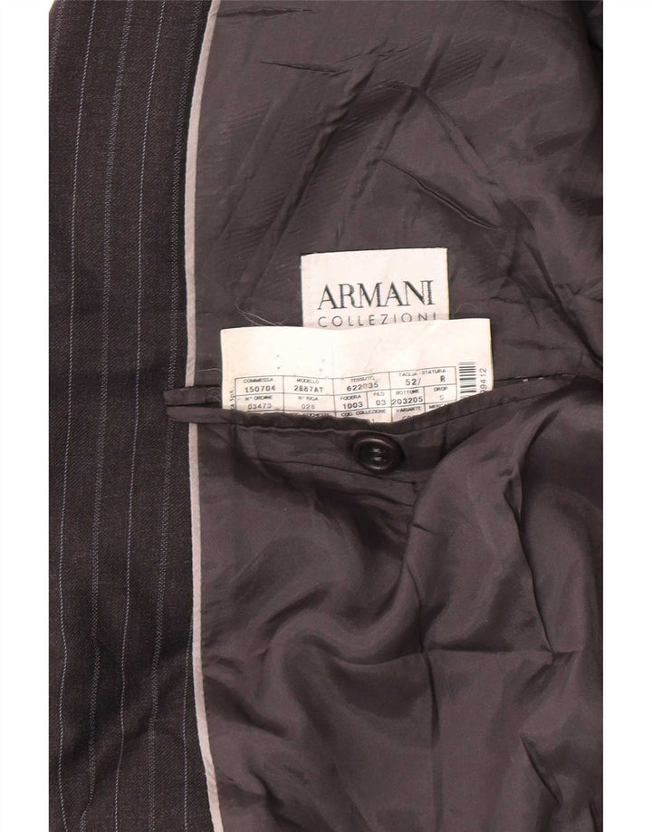 Armani Collezioni Herren 2-Knopf-Blazerjacke IT 52 XL Graue Nadelstreifenwolle