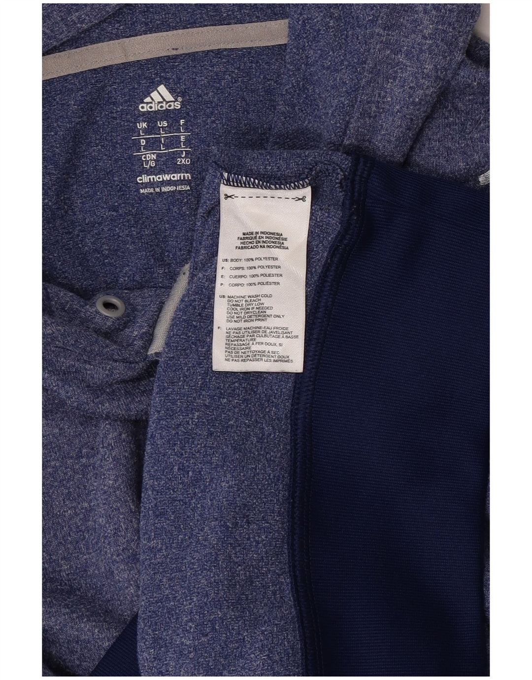 Adidas Herren Climawarm Kapuzenpullover, großes, blau meliertes Polyester