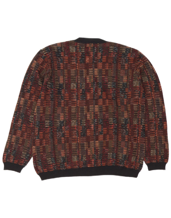 Mapier Herren-Pullover mit V-Ausschnitt, groß, mehrfarbig, geometrisch, Merinowolle