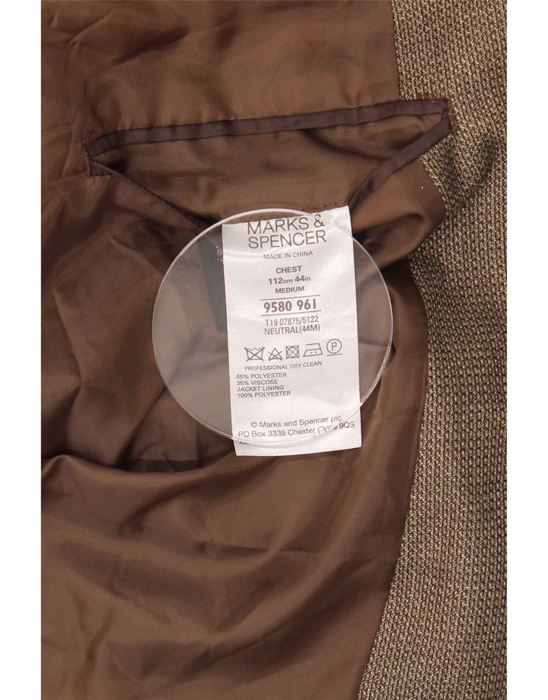 Marks & Spencer Herren-Blazer mit 2 Knöpfen, UK 44, XL, braun, Polyester
