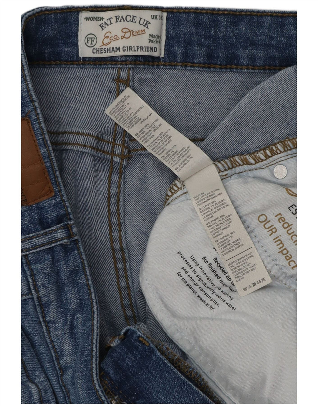 FAT FACE Damen Chesham Girlfriend Straight Jeans UK 16 Large W36 L28 Blau