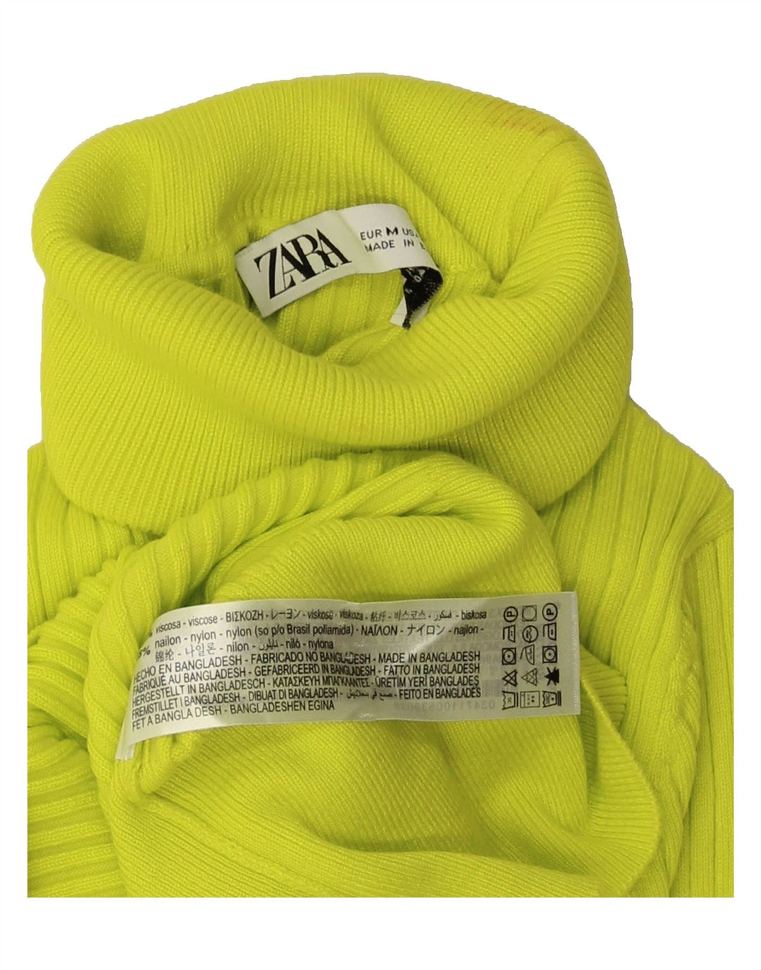 ZARA Womens Roll Neck Jumper Sweater UK 12 Medium Yellow Viscose Vintage Zara and Second-Hand Zara from Messina Hembry 