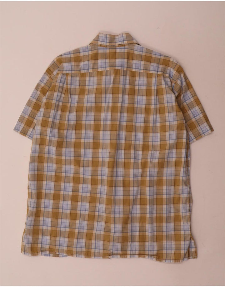 Lacoste Herren Kurzarmhemd Größe 44 XL Khaki Check Baumwolle