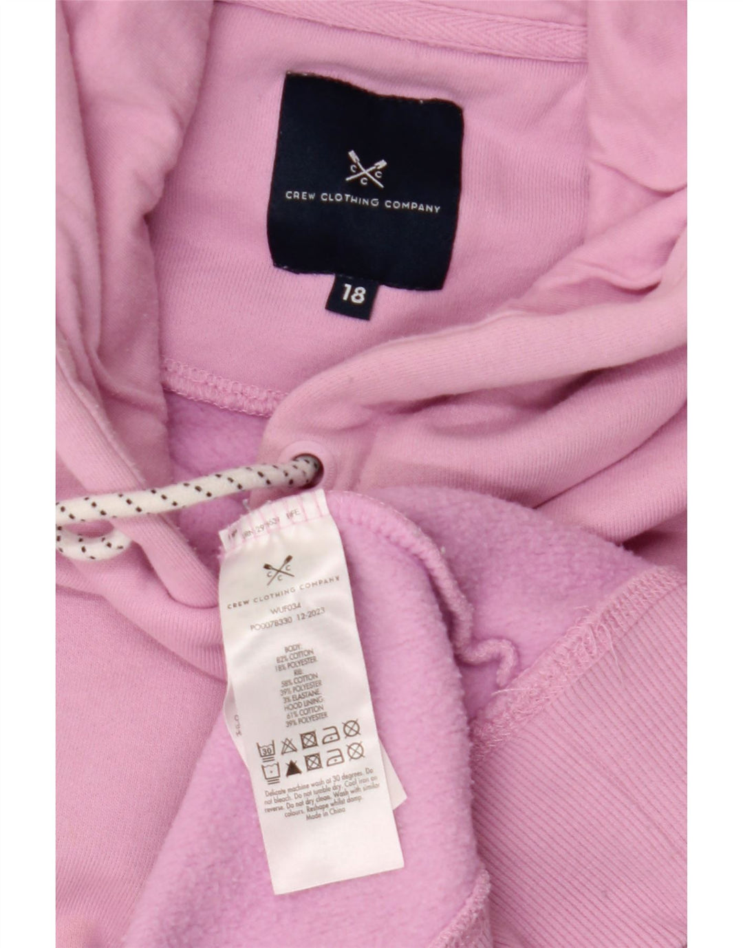 CREW CLOTHING Damen Crop Hoodie Pullover UK 18 XL Rosa Baumwolle