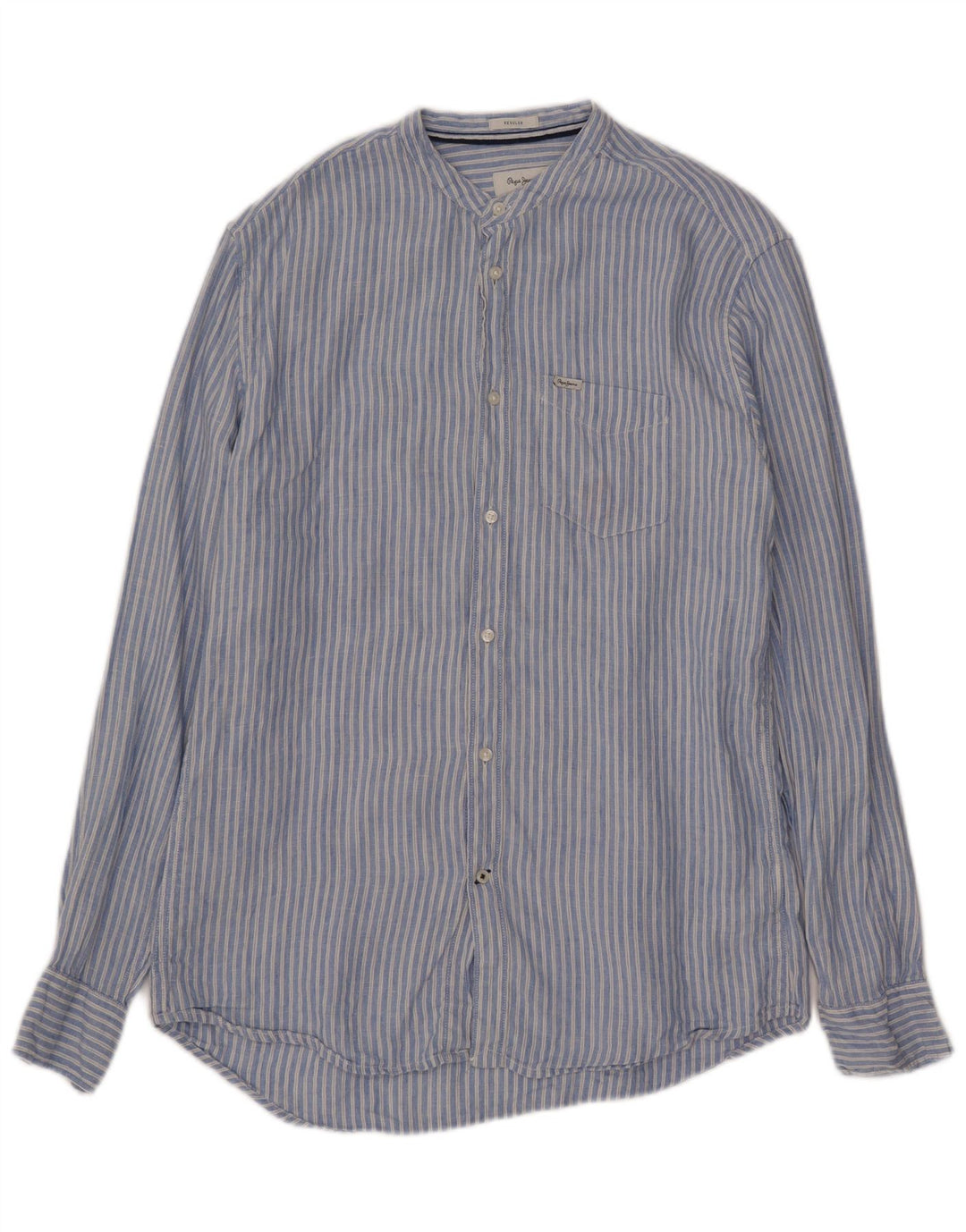 PEPE Jeans Damen-Hemd, normal, UK 10, klein, blau gestreift, Leinen