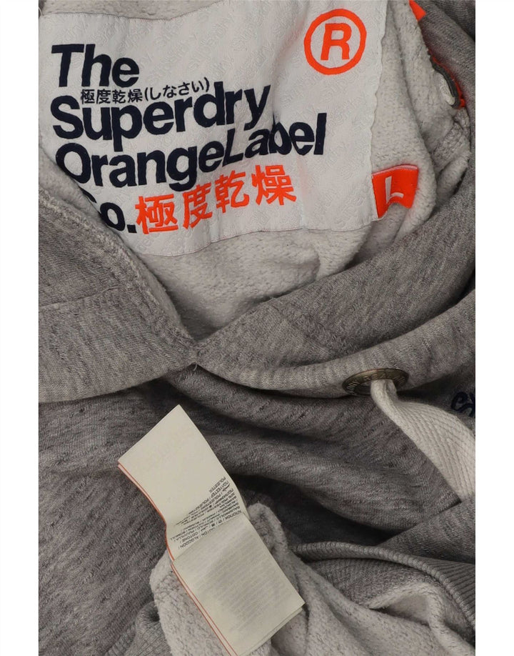 Superdry Herren-Kapuzenpullover, groß, grau gesprenkelte Baumwolle