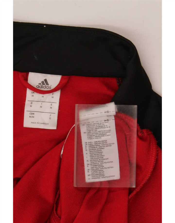 Adidas Herren-Trainingsanzug-Top-Jacke aus mittelrotem Colourblock-Polyester