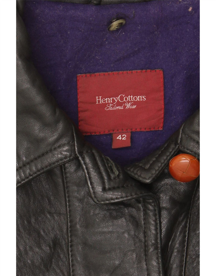 Henry Cottons Damen Übergroße Lederjacke IT 42 Mittelschwarzes Leder