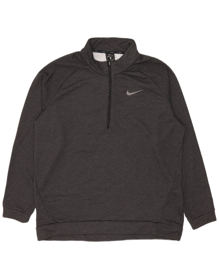 Nike Herren Dri Fit Zip Neck Sweatshirt Pullover XL Grau Polyester