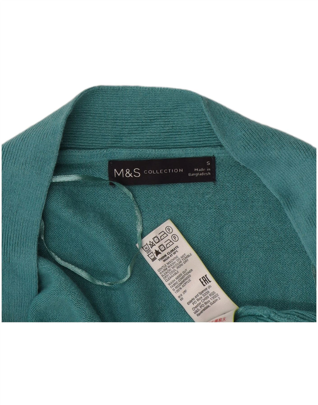 Marks & Spencer Offener Damen-Cardigan-Pullover UK 10 Small Türkis Acryl
