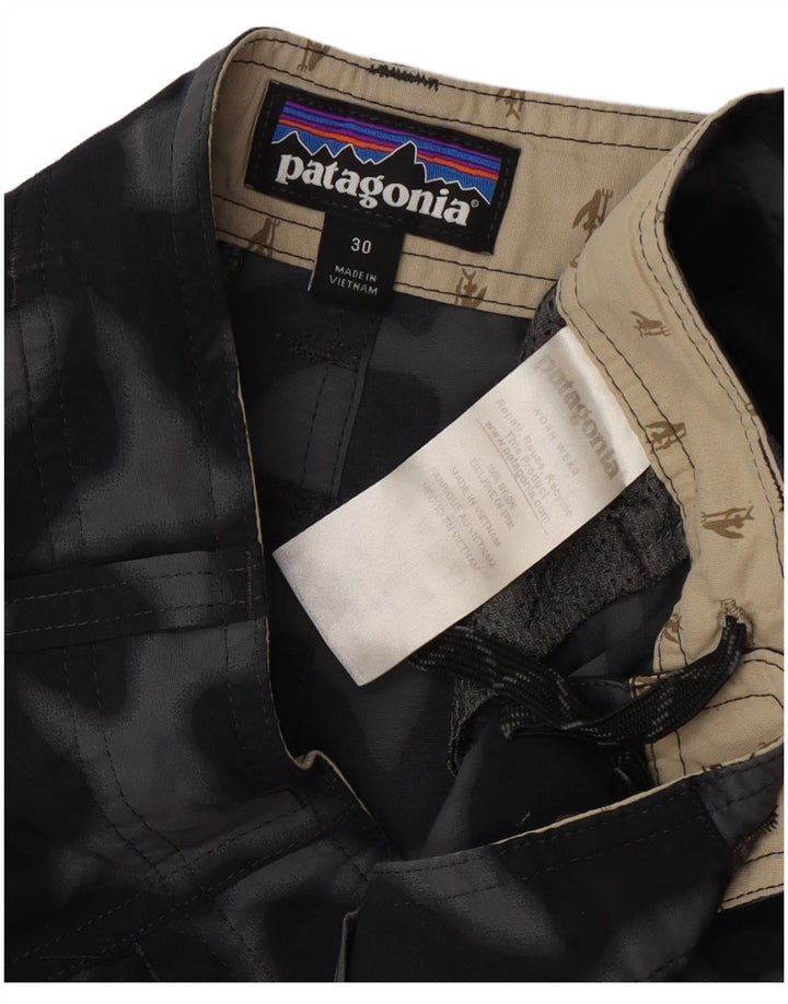 Patagonia Herren Cargo-Shorts W30 Mittelschwarzes Camouflage-Nylon